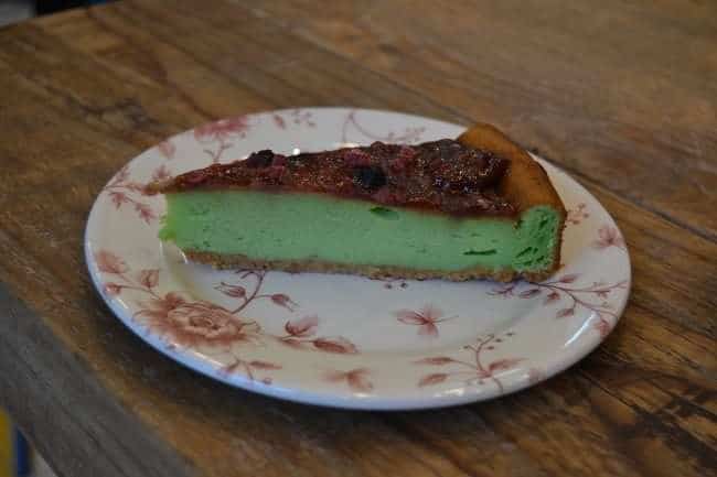 Tarta de queso con té verde